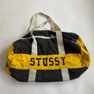 Stüssy Black Heavyweight Cotton Canvas Duffle Flight Bag